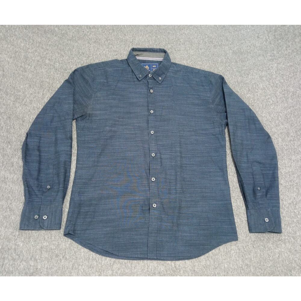 Rugby University Men's Shirt Button Down Casual Black Gray Size Medium